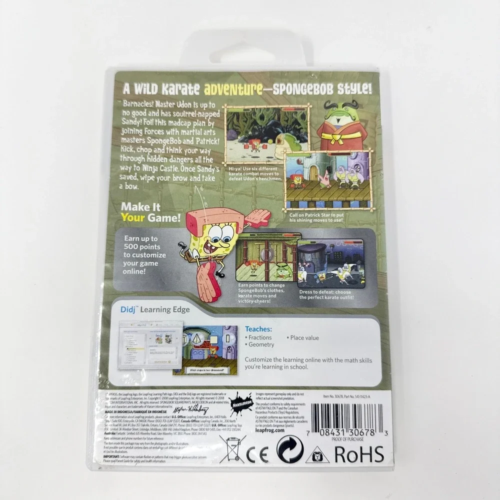 LeapFrog Didj SpongeBob SquarePants Fists of Foam Math Game 2008 Nickelodeon